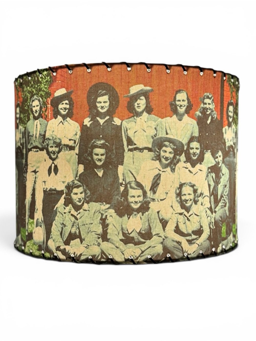14” wide WESTERN AMERICANA RETRO VINTAGE STYLE COWGIRL LARGE DRUM LAMPSHADE